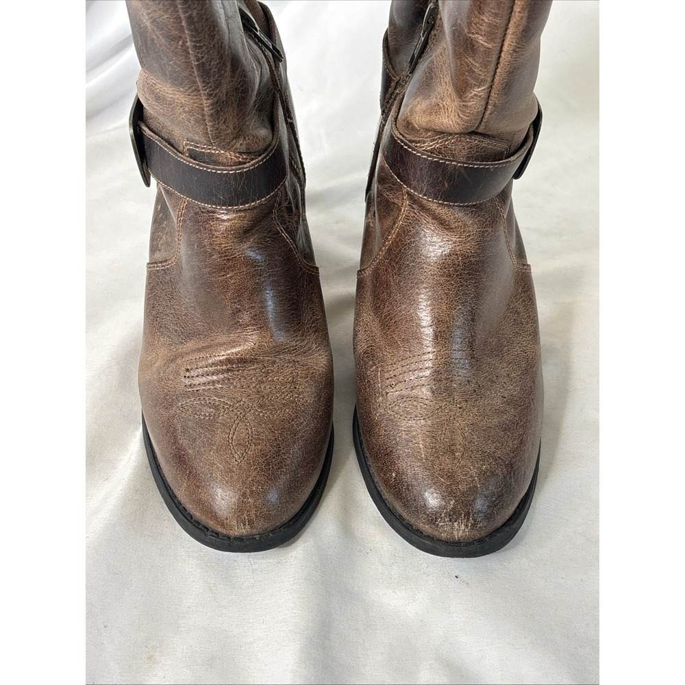 Dingo Women's Brown Leather Harness Western Boots Size 7 M Buckle Cowgirl - Picture 8 of 10